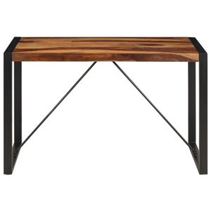 The Living Store Sheesham Retro Eettafel - 120 x 60 x 76 cm - Bruin/Zwart