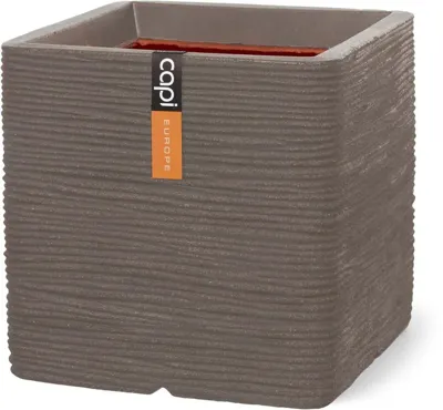 Capi nature rib nl kunststof plantenbak 30x30x30 cm warme taupe