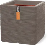 Capi nature rib nl kunststof plantenbak 30x30x30 cm warme taupe
