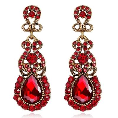 Klassieke Drop Oorbellen overdreven atmosferische legering Stud Oorbellen van ebben hout metaal kleur: rood