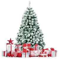 135 cm Kunstkerstboom Verlichte Sneeuw Dennenboom met 200 Warme LED-Lampjes Volledige Kerstboom met 400 Takken