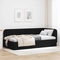 Hoekbedframe met hoofdeinde Zwart 90 x 190 cm Stof