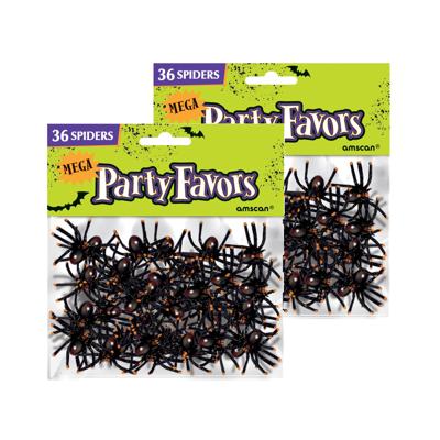 Nep spinnen - 72x stuks - zwart - 5 x 4 cm - halloween - horror - feestdecoratie