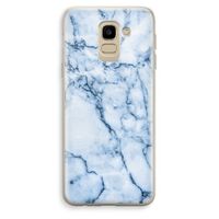 Blauw marmer: Samsung Galaxy J6 (2018) Transparant Hoesje