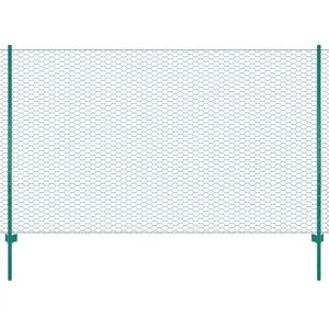 VidaXL Draadgaashek met palen 25x2 m staal groen