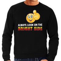 Funny emoticon sweater Always look on the bright side zwart here - thumbnail