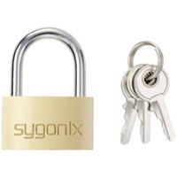 Sygonix SY-5045288 Hangslot 29.8 mm Verschillend sluitend Goud-geel Sleutelslot