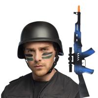 Carnaval verkleed accessoires set - SWAT team politie machinegeweer 69 cm - SWAT team politie helm