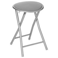 Bijzet krukje/stoel - Opvouwbaar - zilver/grijs - 46 cm   - - thumbnail