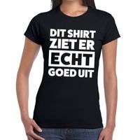 Dit shirt ziet er echt goed uit tekst t-shirt zwart dames