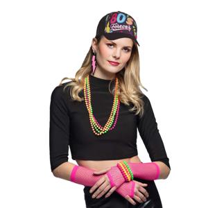 Foute 80s/90s party verkleed set - dames - pet/sieraden - jaren 80/90 verkleed accessoires