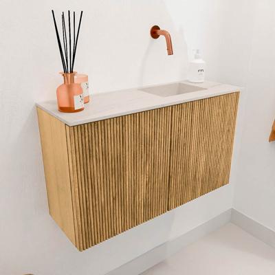 Toiletmeubel Mondiaz Joya Dlux | 70 cm | Meubelkleur Oak | Faye wastafel Meli Wasbak Rechts | Zonder kraangat(en)