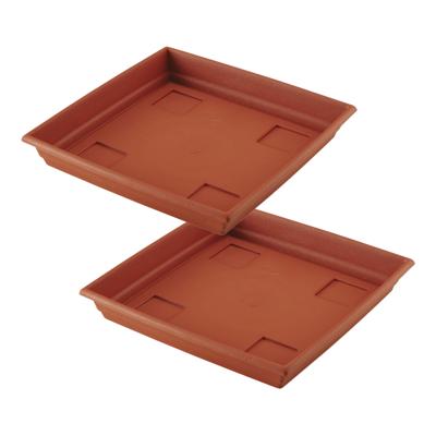 Bloempot/plantenpot - 2x - terra cotta - onderschaal/opvangbord - kunststof - diameter 31 cm