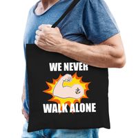 We never walk alone katoenen tas crisis zwart voor heren