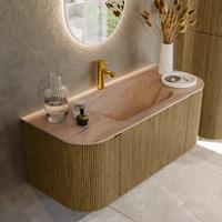 Badmeubel Mondiaz Kurve-Dlux | 110 cm | Meubelkleur Dusk | Wastafelkleur Saba | Solid surface | Wasbak midden spoelbak | 1 kraangat