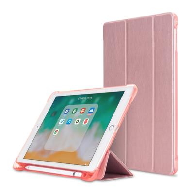 Litchi textuur Flip lederen case voor iPad 9.7 (2017)/9.7 (2018)/Air2/Air met drie-opvouwbare houder & pennen sleuven (rosé goud)