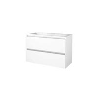 Basic-Line Start 46 Badkamermeubelset - 100 x 46 cm - Greeploos - 2 Lades - Acryl Wastafel - 2 Kraangaten - Ice White