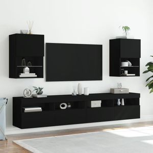 Tv-meubels met LED-verlichting 2 st 40,5x30x60 cm zwart