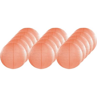 15x Luxe bol lampionnen perzik 25 cm