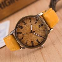 Denim Design lederen riem Quartz horloges voor vrouwen (geel)