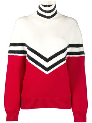 DSQUARED2 pull colour block à col roulé - Rouge