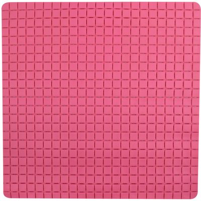 Douche/bad anti-slip mat badkamer - rubber - fuchsia roze - 54 x 54 cm - vierkant