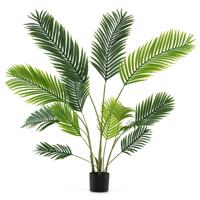 2-delige set Kunstmatige Areca Palm 140 cm Kunstplant in pot Kunstpalm met Groene Bladeren