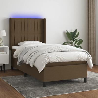 Boxspring met matras en LED stof donkerbruin 80x200 cm