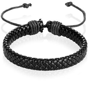 Leren armband Heren Zwart Verstelbaar Gevlochten leer