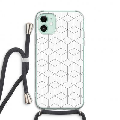 Zwart-witte kubussen: iPhone 11 Transparant Hoesje met koord