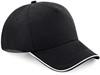 Beechfield CB25c Authentic 5 Panel Cap - Piped Peak - Black/White - One Size