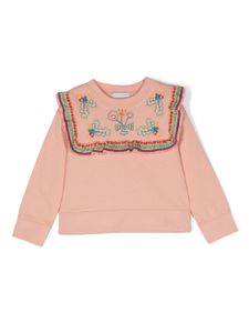 Stella McCartney Kids sweat en coton à fleurs brodées - Rose