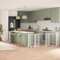 VidaXL Hondenhek inklapbaar met deur 9 panelen 450 cm populierhout wit