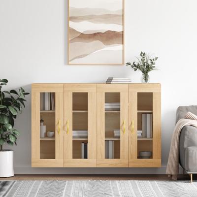 Hangkasten 2 st bewerkt hout sonoma eikenkleurig