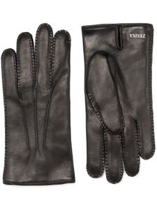 Zegna gants à plaque logo - Noir