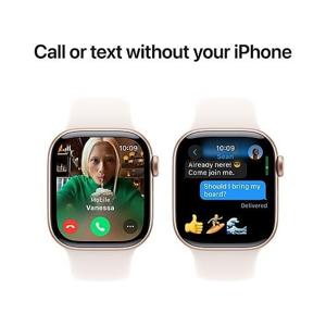 AppleWatch Series 10 GPS + Cellular 42mm Aluminium Case met Light Blush Sport Band - M/L Smartwatch Roze