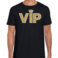 VIP goud glitter and glamour tekst t-shirt zwart voor heren - thumbnail