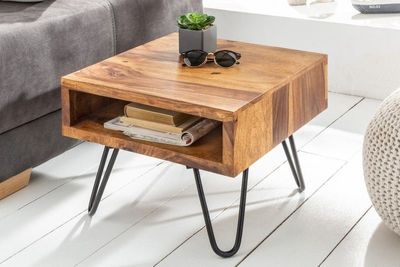 Handgemaakte bijzettafel SCORPION 45cm Sheesham Hairpin Poten - 39957