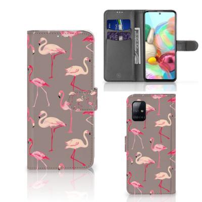 Samsung Galaxy A71 | Telefoonhoesje | Met pasjeshouder | Flamingo
