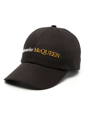 Alexander McQueen casquette en coton à logo brodé - Noir