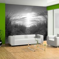Zelfklevend fotobehang - Strand in zwart-wit, 8 maten, premium print - thumbnail