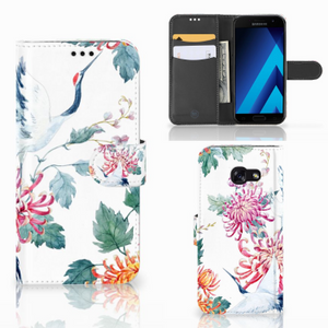 Samsung Galaxy A5 2017 Telefoonhoesje met Pasjes Bird Flowers