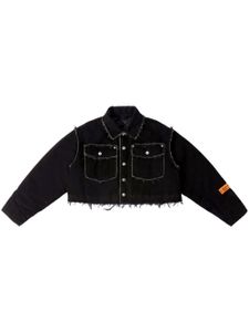 Heron Preston veste crop en jean à effet usé - Noir