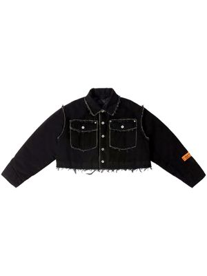 Heron Preston veste crop en jean à effet usé - Noir