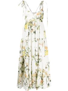 ERDEM robe longue en lin Azami à fleurs - Blanc