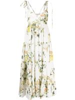 ERDEM robe longue en lin Azami à fleurs - Blanc