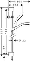 Hansgrohe Croma Select E Multi glijstangset met Croma Select E Multi handdouche 65cm met Isiflex`B doucheslang 160cm wit/chroom 26580400 - thumbnail