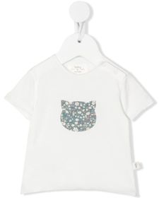 TEDDY & MINOU t-shirt fleuri à motif chat - Blanc