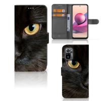 Xiaomi Redmi Note 10S | 10 4G | Poco M5s | Telefoonhoesje | Met pasjeshouder | Zwarte Kat