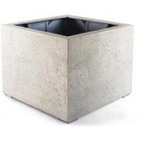 Grigio plantenbak Low Cube L antiek wit betonlook - thumbnail